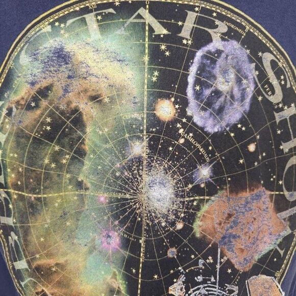 Vintage Hubble Star Show T Shirt Mens Size Medium Blue Crop Top Outer Space - Picture 2 of 7